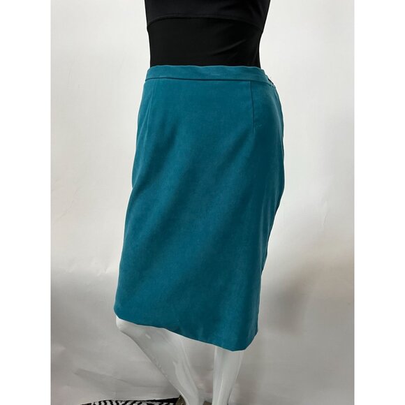 Leslie Fay Womens Turquoise Pencil Skirt 6P Polyester/Spandex Mid-Length - Picture 13 of 16
